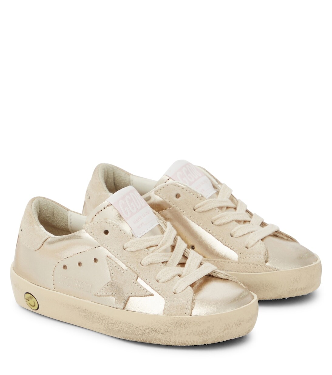 

Кроссовки super-star из металлизированной кожи Golden Goose Kids, металлический
