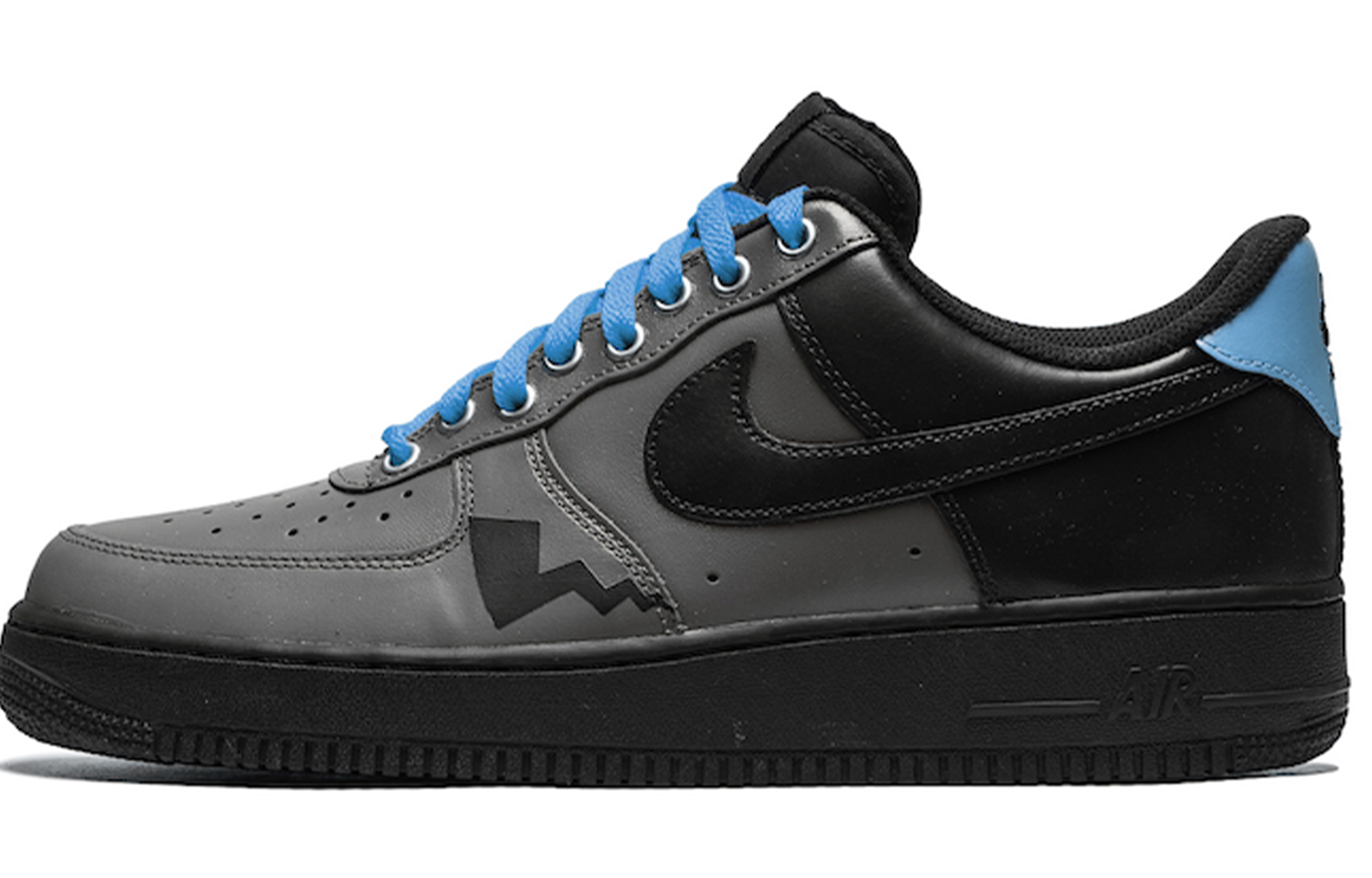 

Кроссовки Nike Air Force 1 Skateboarding Shoes Unisex Low-top Black-blue-gray, черный/синий/серый