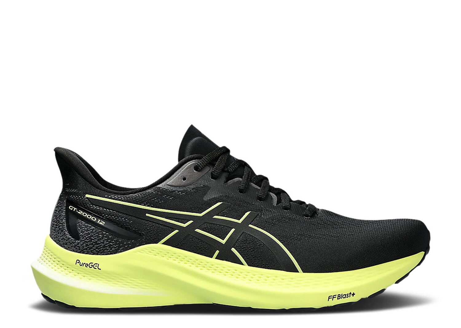 

Кроссовки ASICS Gt 2000 12 Wide 'Black Glow Yellow', черный, Черный;серый
