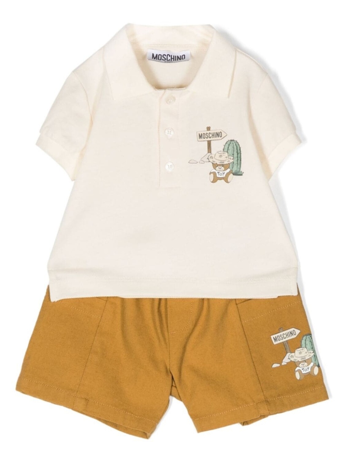 

Moschino Kids комплект из футболки и шортов с логотипом, коричневый