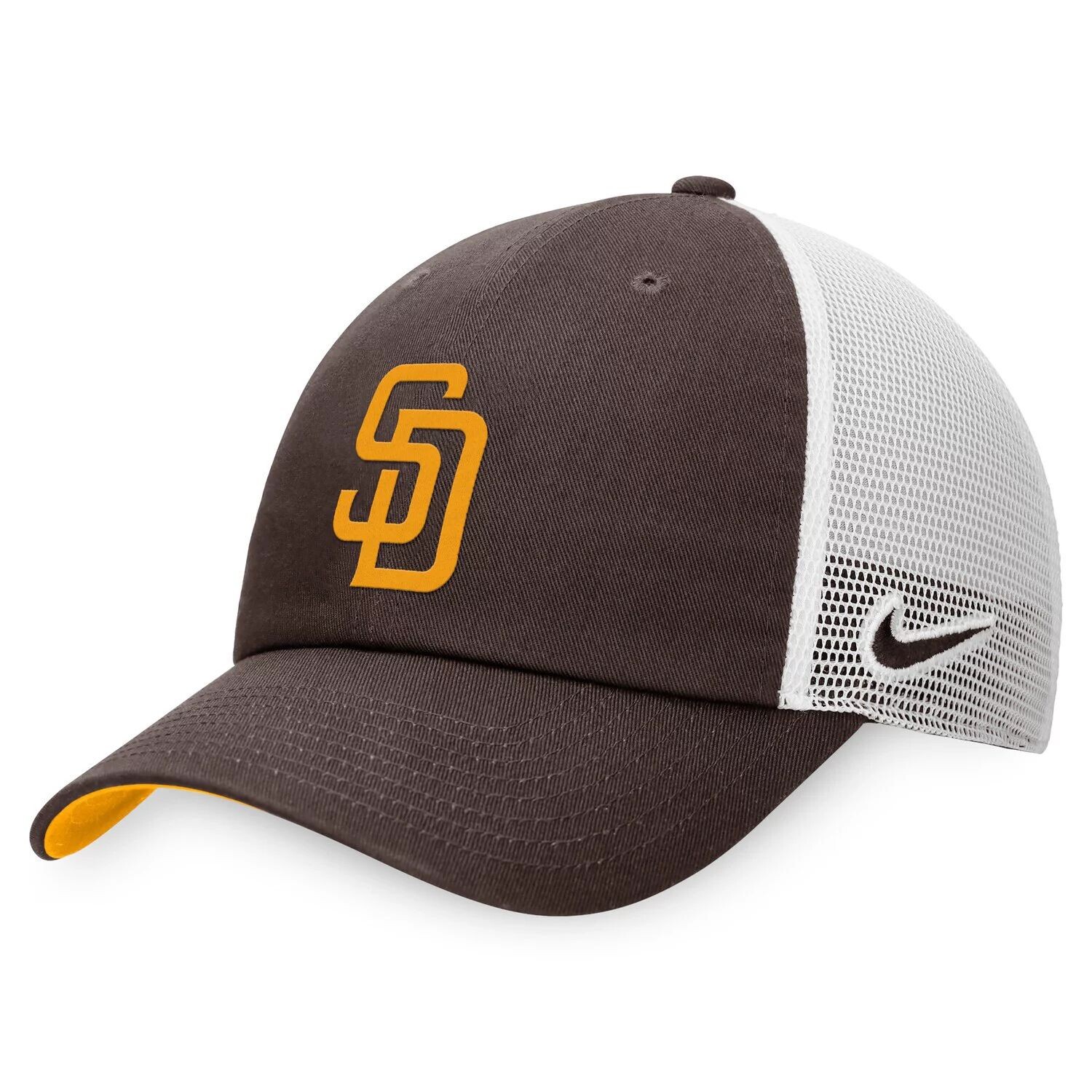 

Мужская регулируемая кепка дальнобойщика Nike коричнево-белая San Diego Padres Heritage86