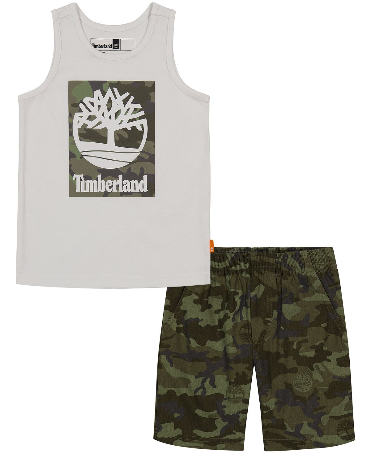 

Комплект майки Little Boys Tree Logo и шорт из камуфляжного поплина, 2 предмета Timberland
