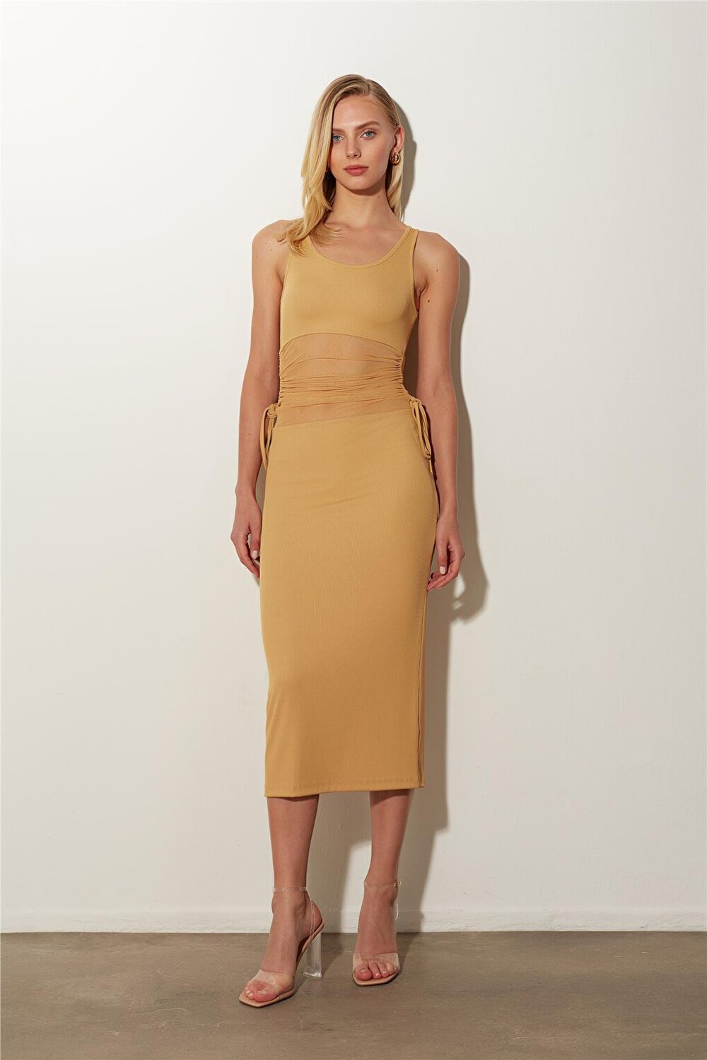 

Платье миди со сборками Camel SS23D4785BJ Sherin, бежевый