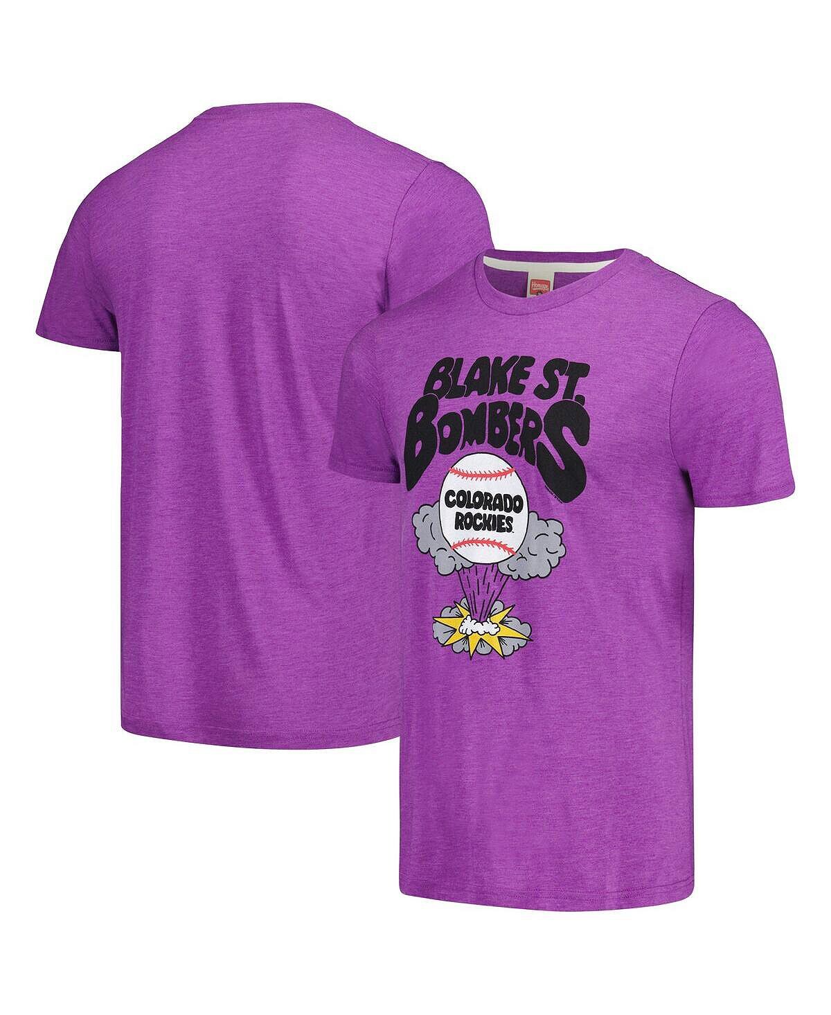 

Мужская фиолетовая футболка Colorado Rockies Blake St. Bombers Tri-Blend Homage, Фиолетовый