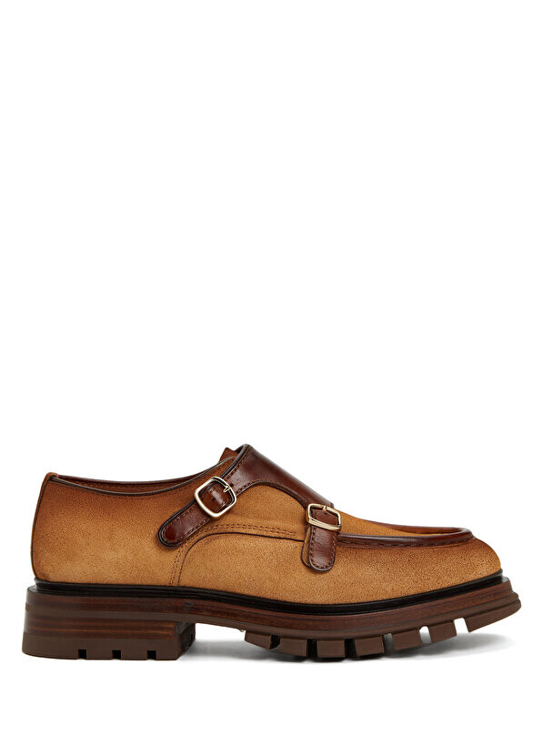 

Коричневые мужские кожаные туфли с поясом Santoni