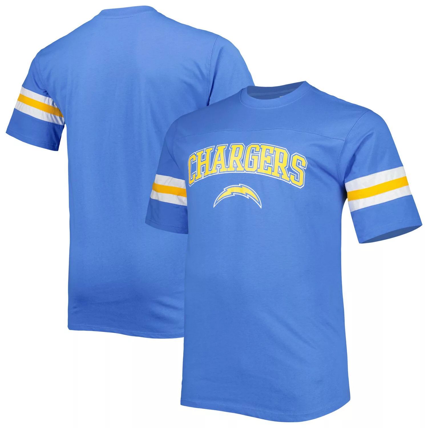 Мужская пудрово-синяя футболка с полосками на рукавах Los Angeles Chargers