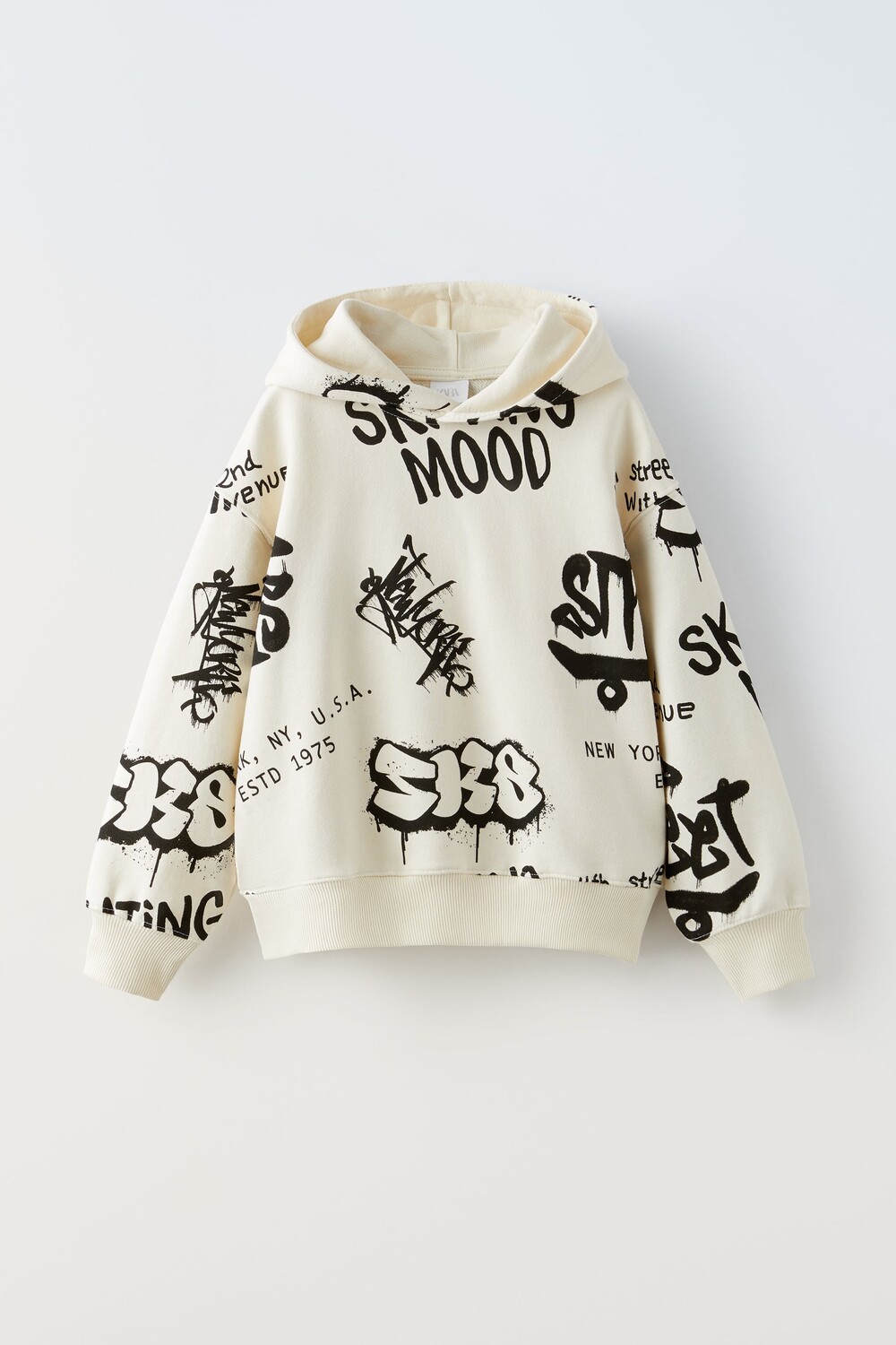 

Граффити худи Zara, экрю