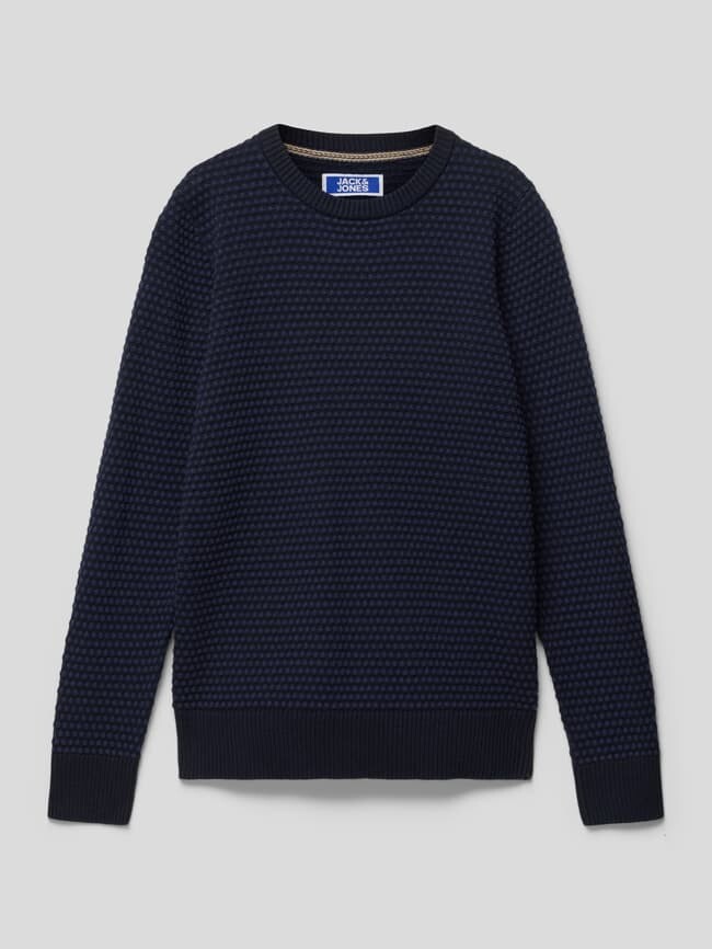 

Свитер с узором по всей поверхности, модель «EATLAS» Jack & Jones, темно-синий