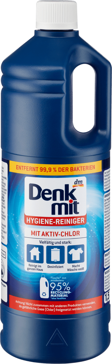 Гигиеническое чистящее средство с активным хлором 1,5 л. Denkmit средство чистящее для гидромассажных ванн hg гигиеническое 1 л