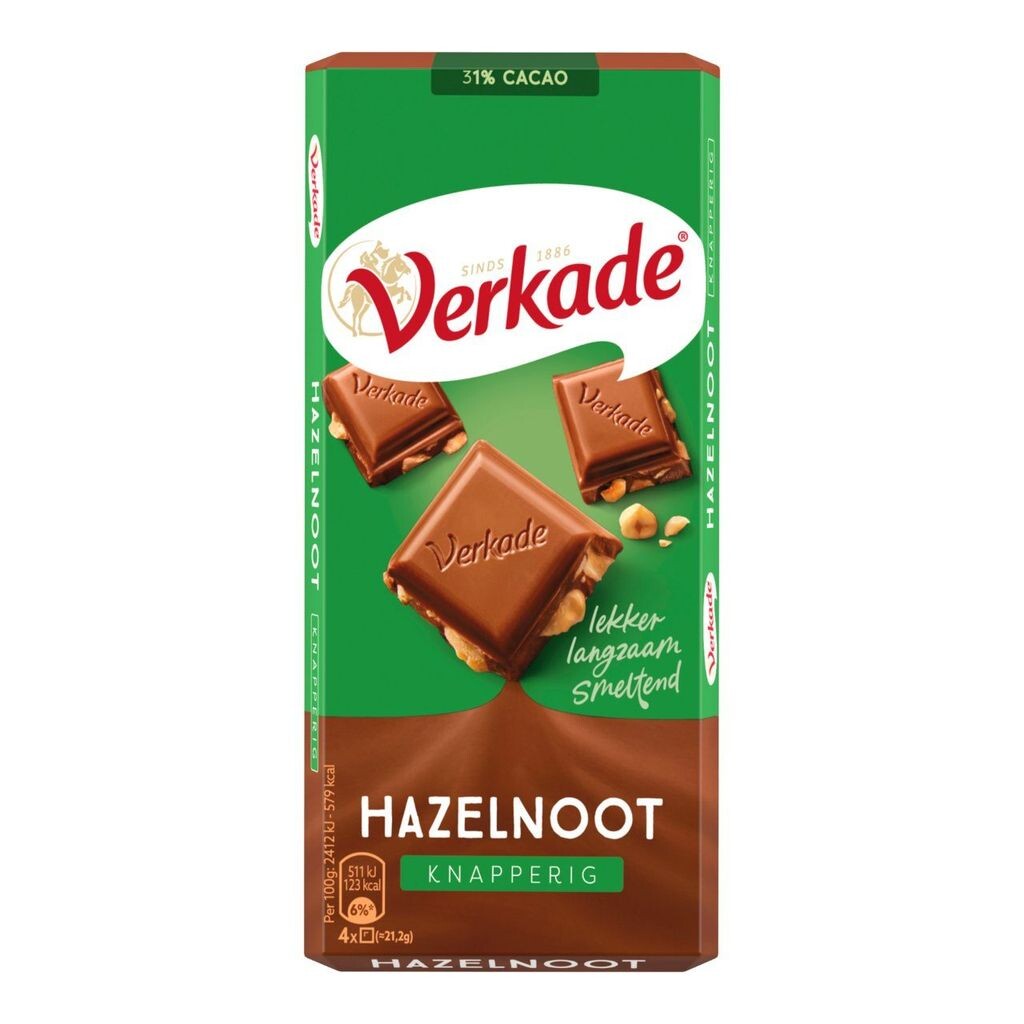 

Батончики молочного шоколада Verkade с фундуком, FT 5 x 110 грамм