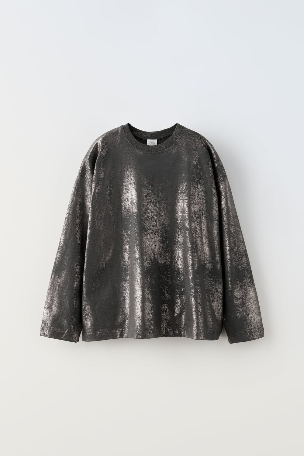 

Футболка из фольги ZARA, антрацитовый серый