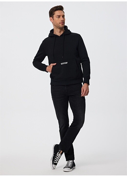 

Черная мужская толстовка с воротником с капюшоном Lee Cooper, Черный
