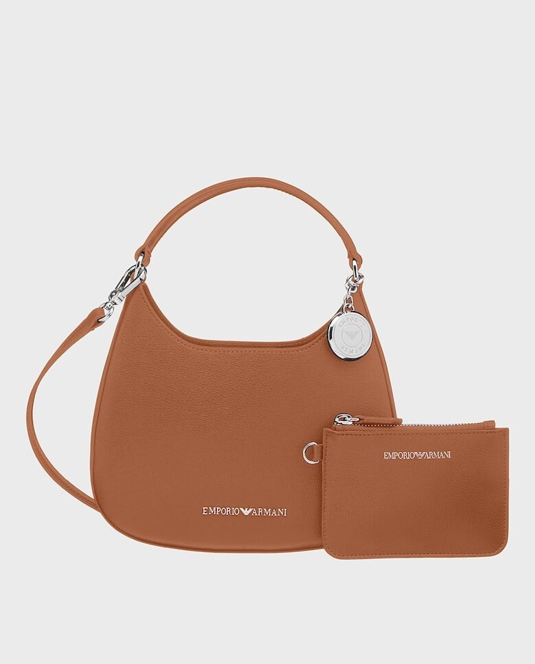 

Маленькая женская сумка-хобо из переработанной кожи Emporio Armani