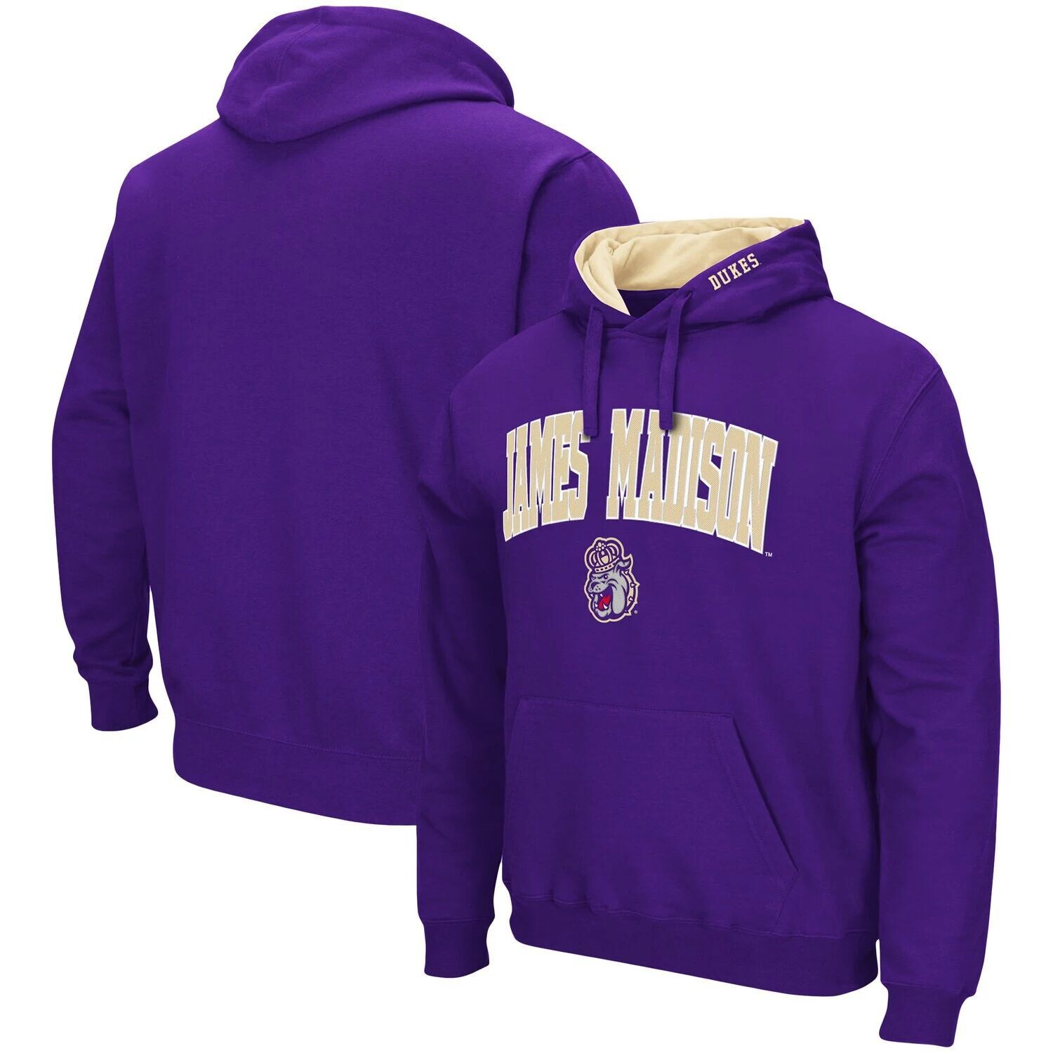 

Мужской фиолетовый пуловер с капюшоном James Madison Dukes Arch и Logo Colosseum