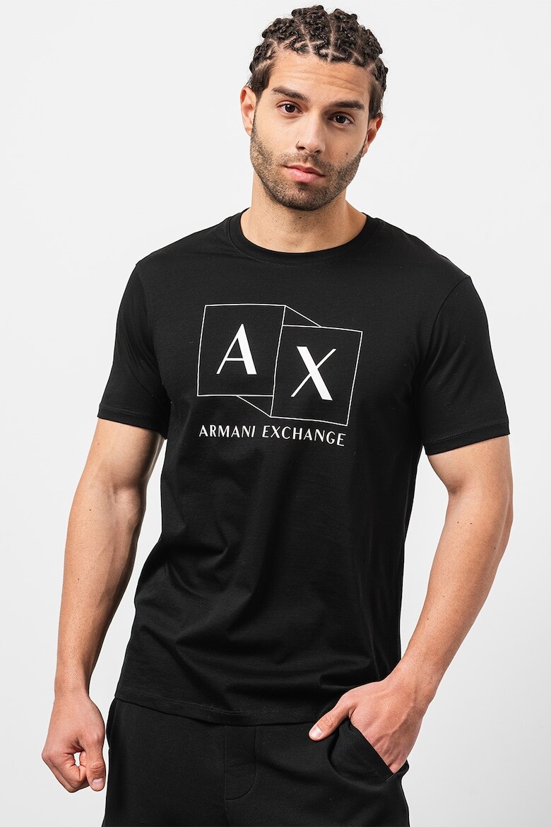 

Хлопковая футболка с овальным вырезом Armani Exchange, черный