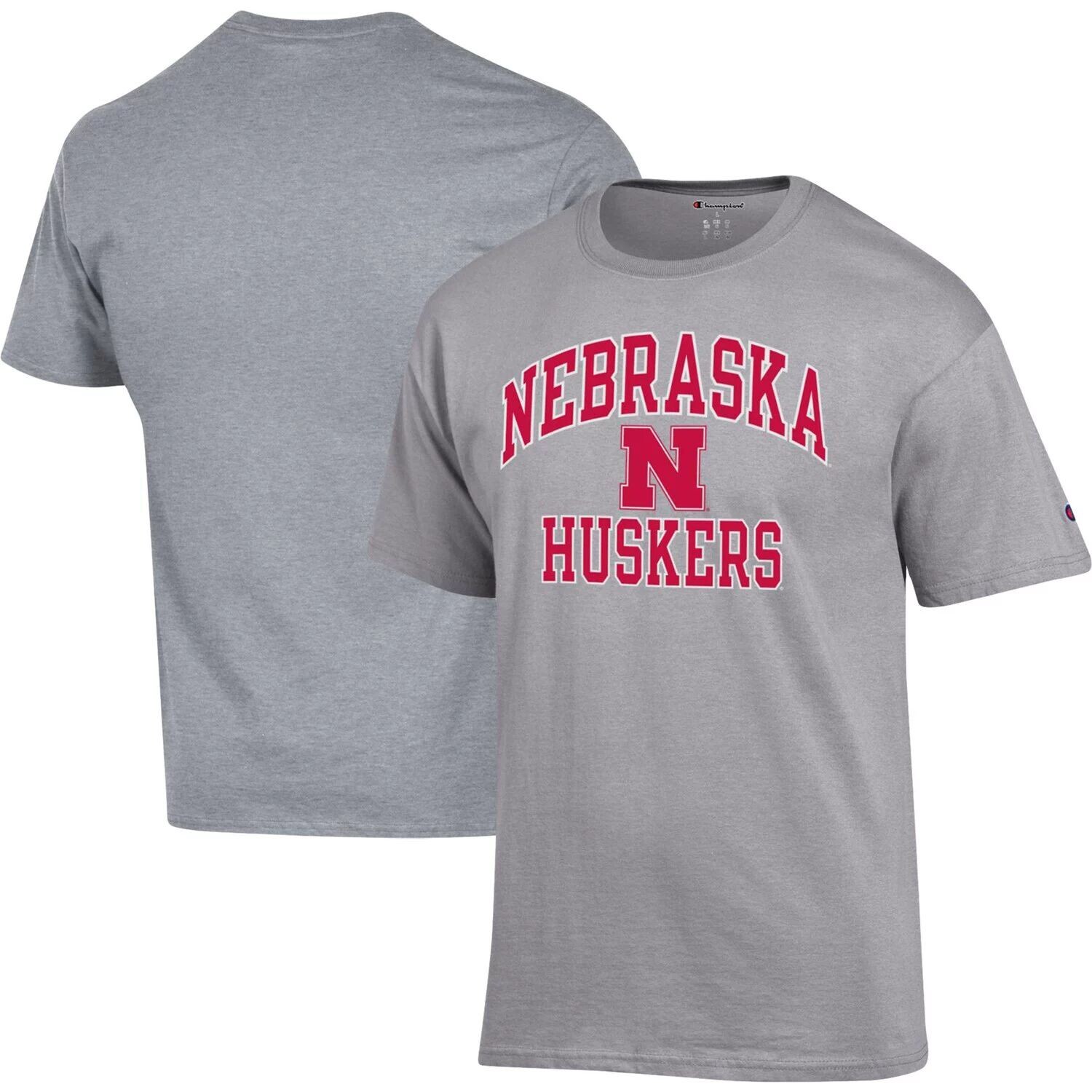 

Мужская футболка Champion Heather Grey Nebraska Huskers High Motor