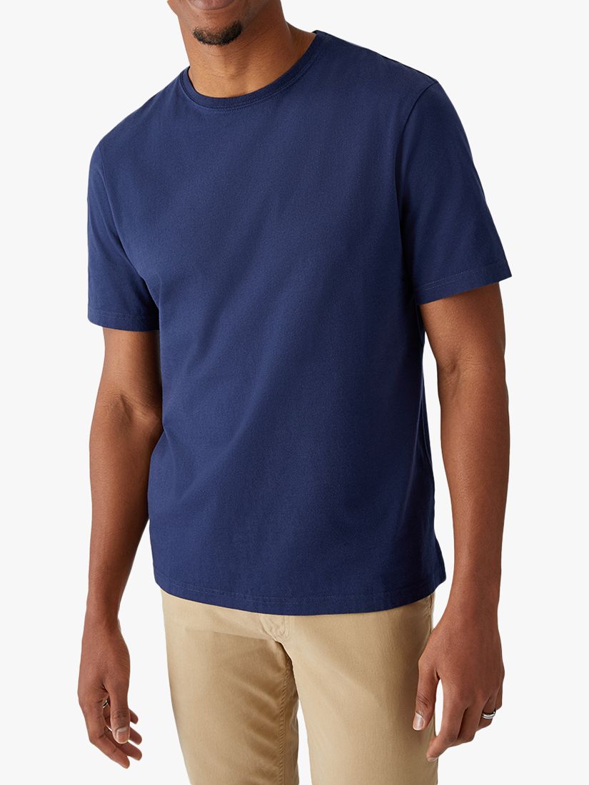 Хлопковая футболка прямого кроя с круглым вырезом SPOKE, темно-синяя