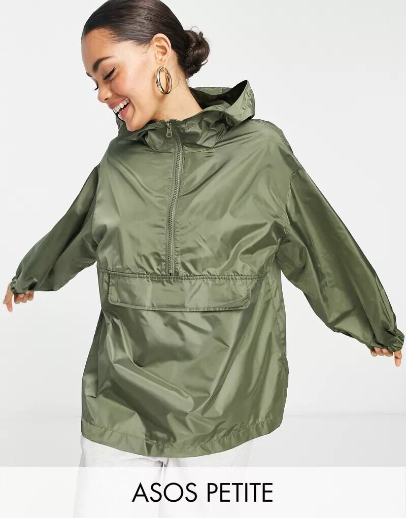 

Дождевик цвета хаки без застежек ASOS DESIGN Petite, Серый