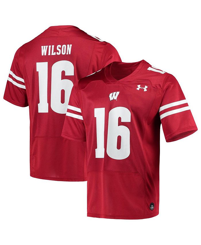 

Мужская футболка выпускников Russell Wilson Red Wisconsin Badgers Replica Under Armour, красный