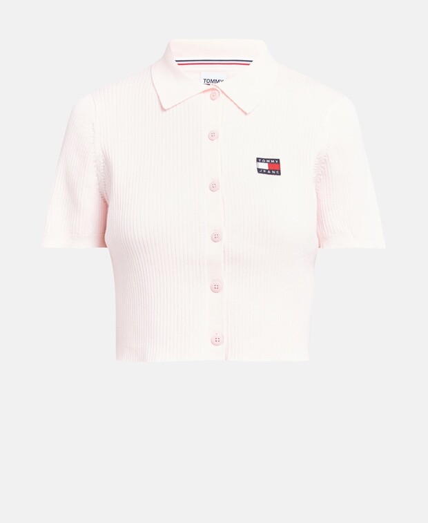 

Вязаный укороченный топ Tommy Jeans, роза
