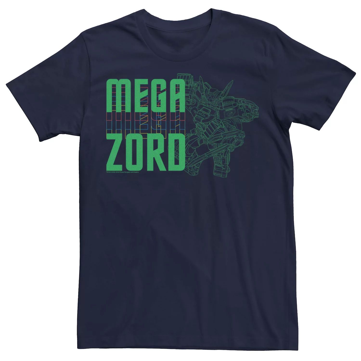 Мужская футболка Power Rangers Mega Zord Stack Outline Licensed Character