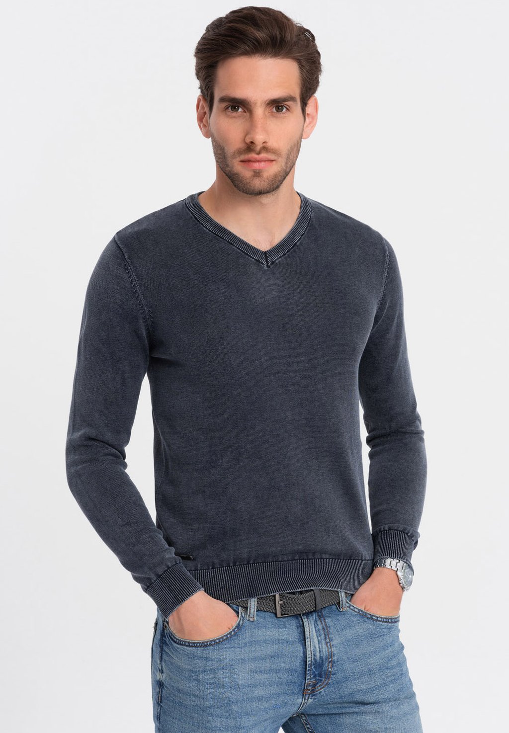 цена Вязаный свитер WASHED Ombre, цвет navy blue