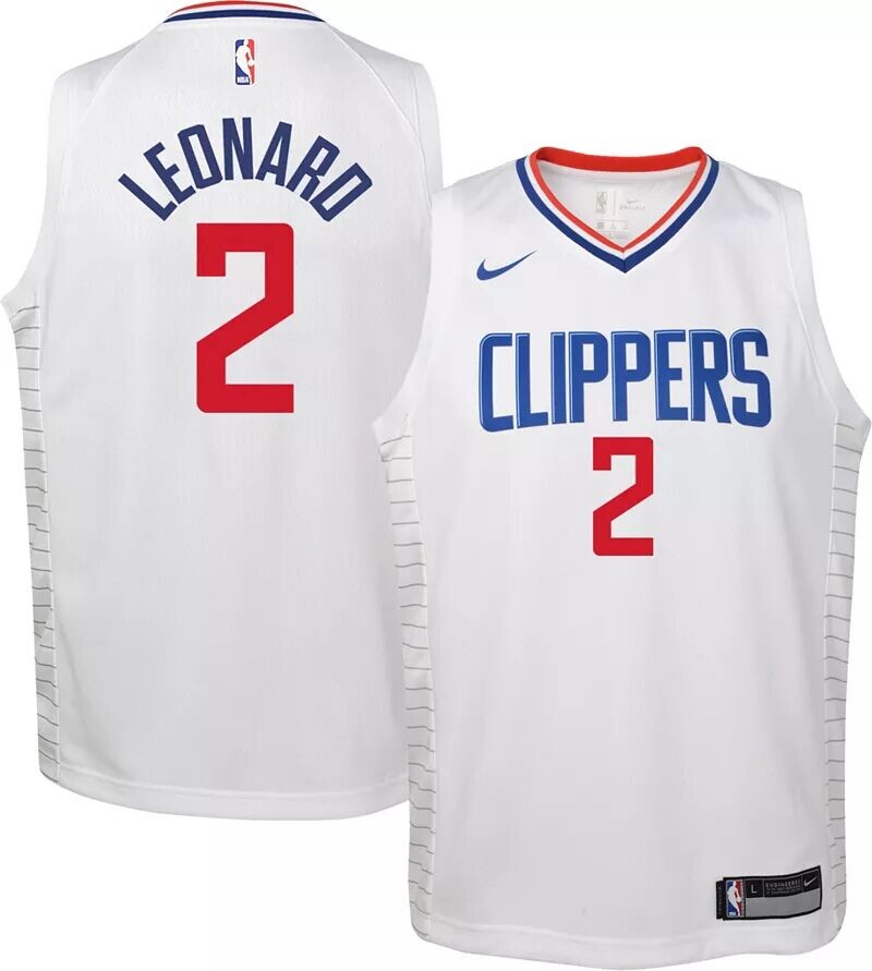 

Белая майка Nike Youth Los Angeles Clippers Kawhi Leonard #2 Dri-FIT Swingman