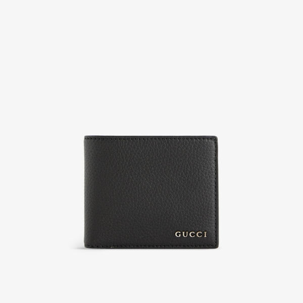 

Складной кожаный кошелек с фирменной бляшкой Gucci, черный