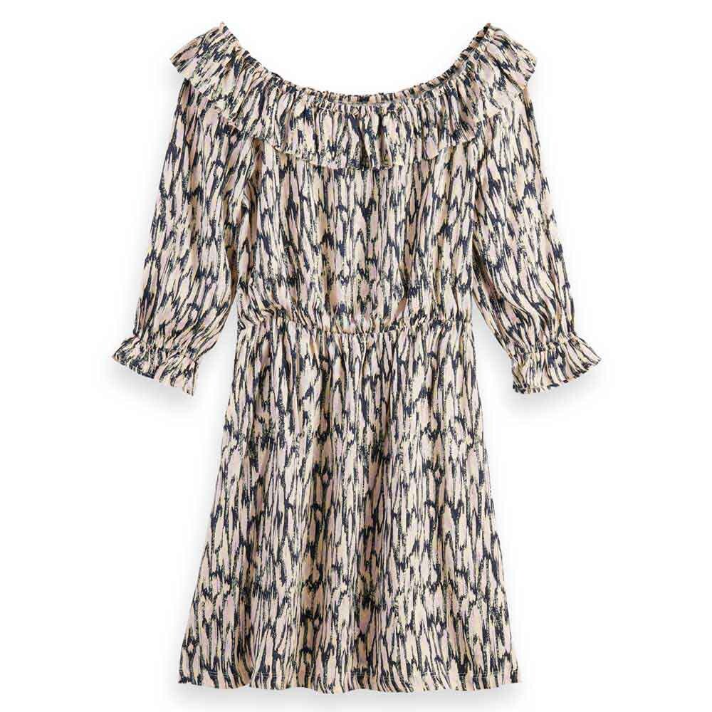 

Платье Scotch & Soda Frill Off Shoulder, коричневый