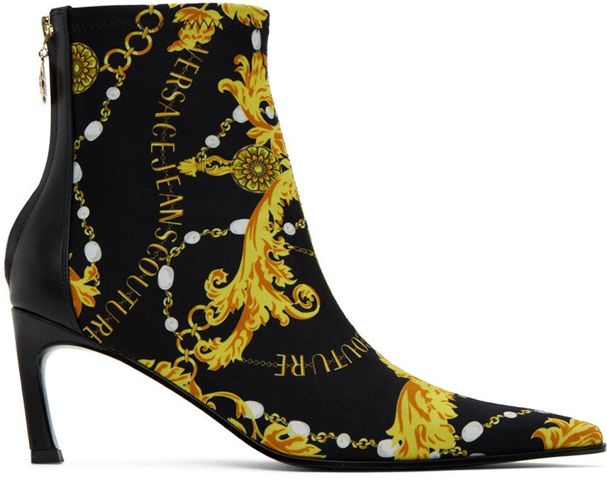 

Черные кутюрные ботинки с цепочкой Versace Jeans Couture, Черный