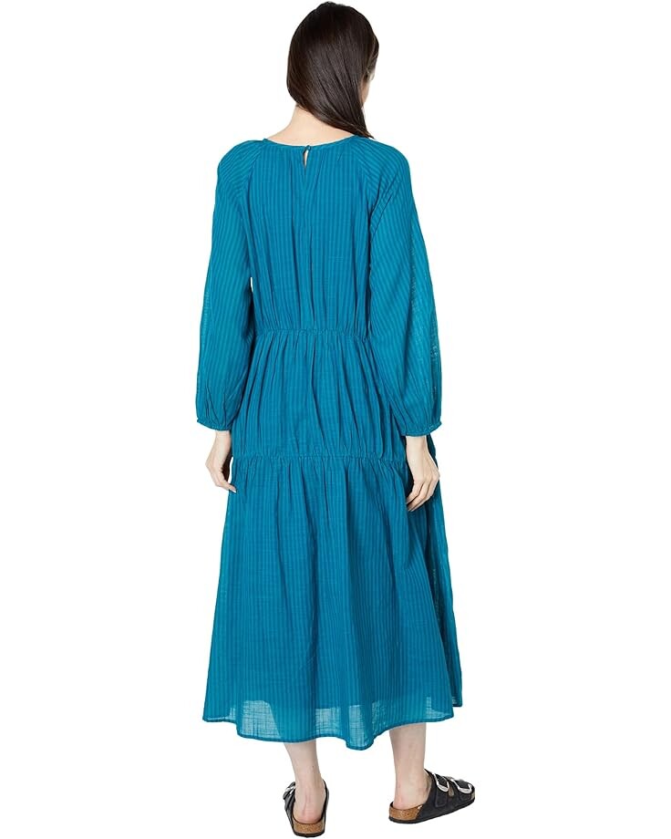 Платье SUNDRY Stripe Woven Cotton Tiered Dress, цвет Peacock цена и фото