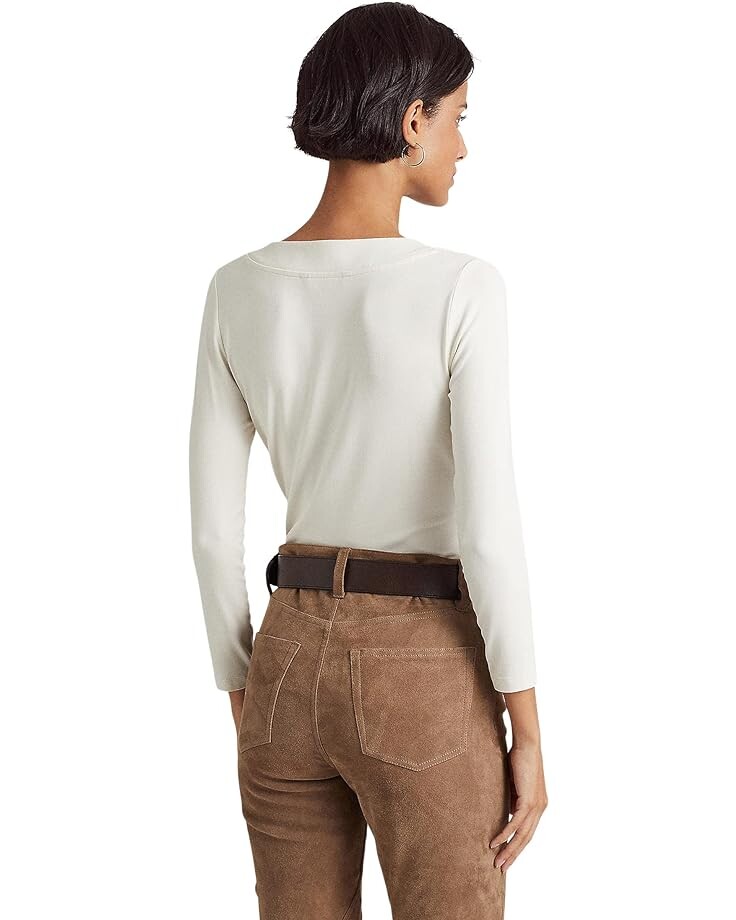 

Топ LAUREN Ralph Lauren Surplice Jersey Top, цвет Mascarpone Cream