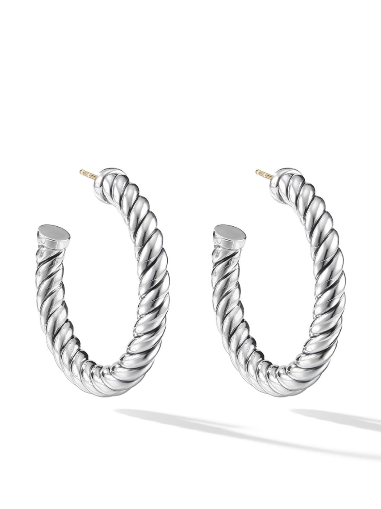 

Серебряные серьги-кольца Sculpted Cable David Yurman, серебряный