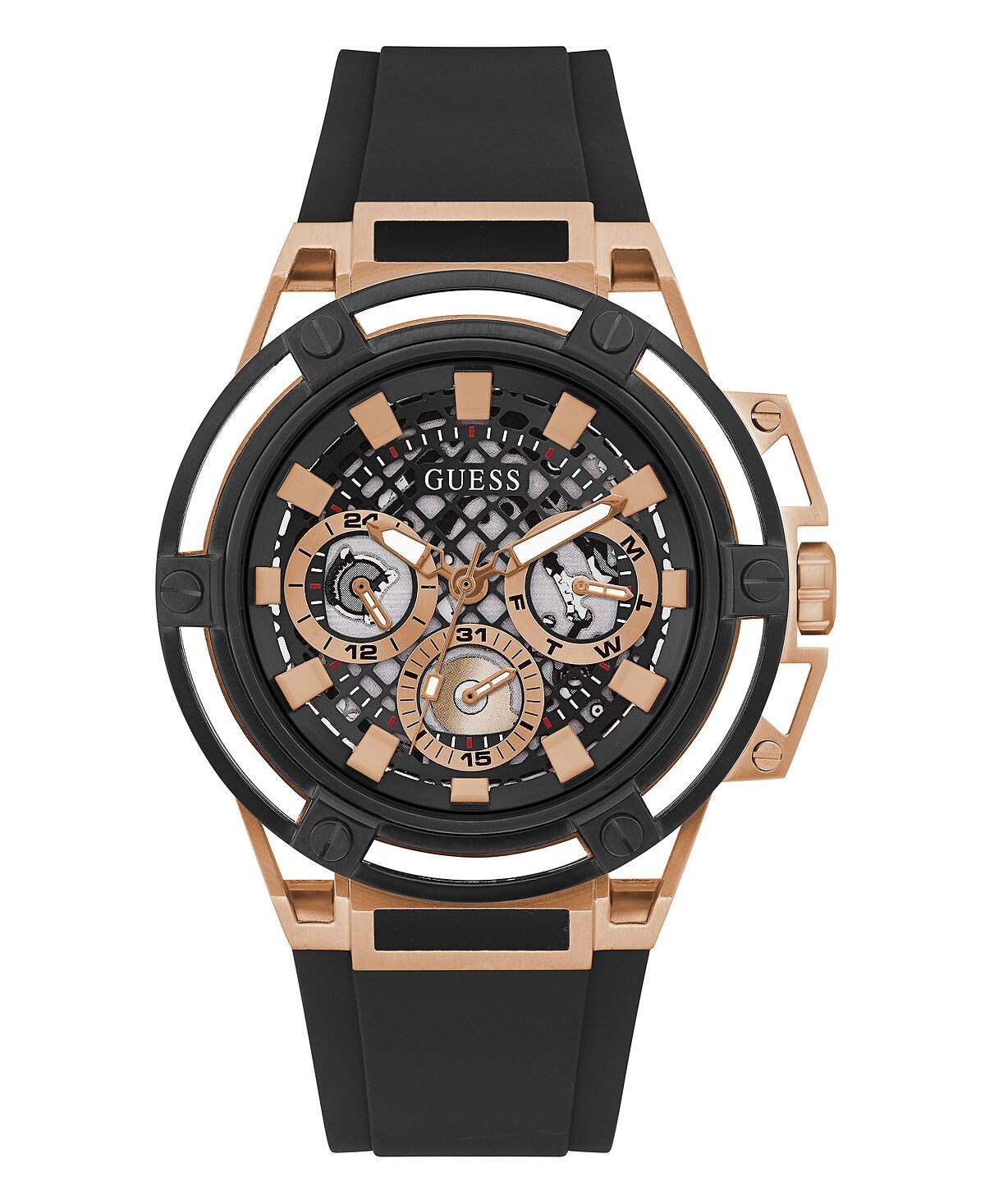 

Мужские многофункциональные черные силиконовые часы 46 мм GUESS