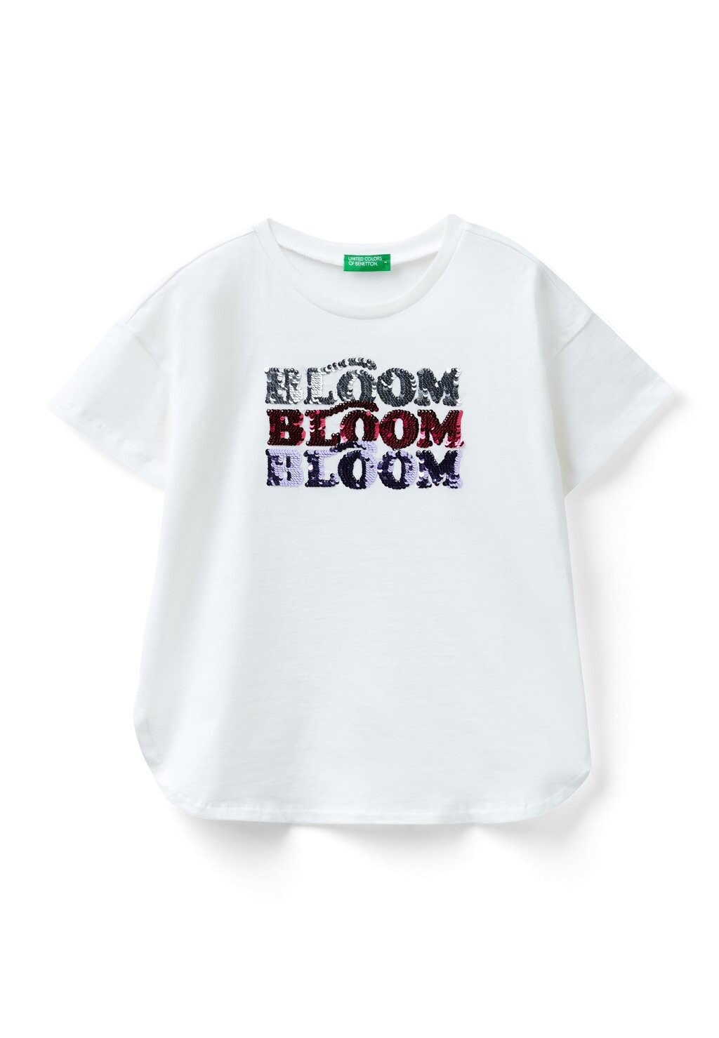

Футболка с принтом With Reversible Sequins United Colors of Benetton, белый