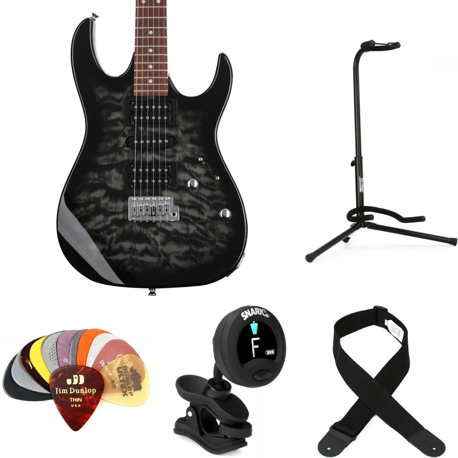 

Комплект предметов для электрогитары Ibanez Gio GRX70QA — прозрачный черный Sunburst