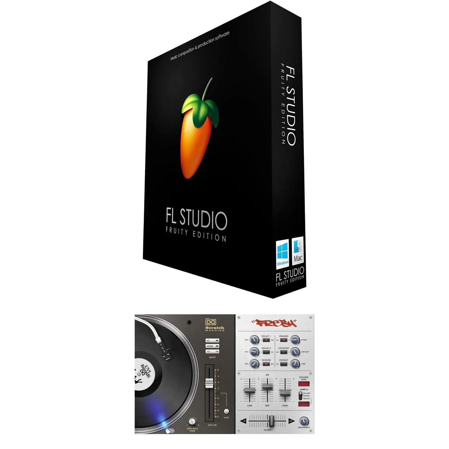 

Комплект Image Line FL Studio Fruity Edition и виртуального проигрывателя UVI Scratch Machine
