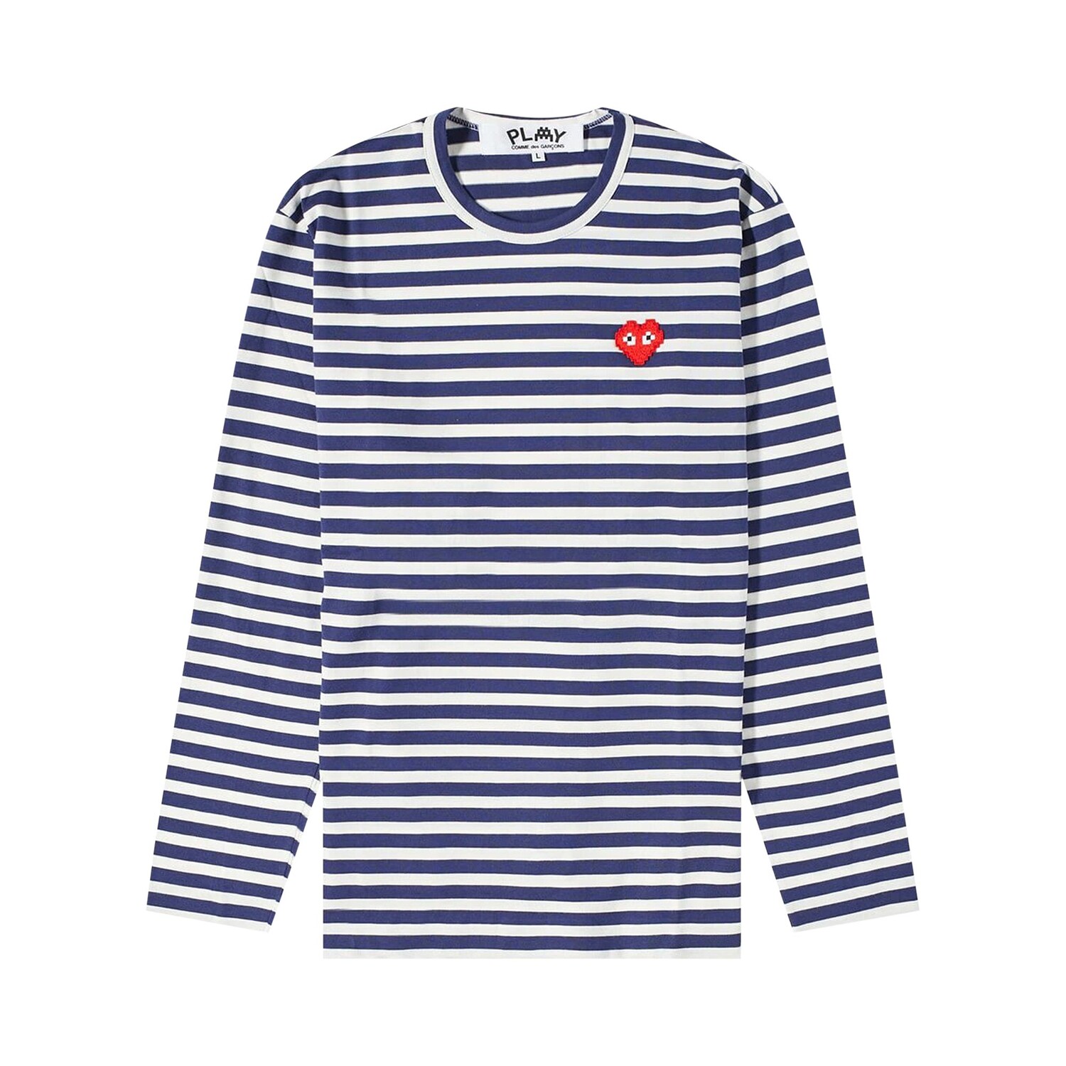 

Полосатая футболка с длинными рукавами Comme des Garçons PLAY x Invader, цвет Белый/Темно-синий