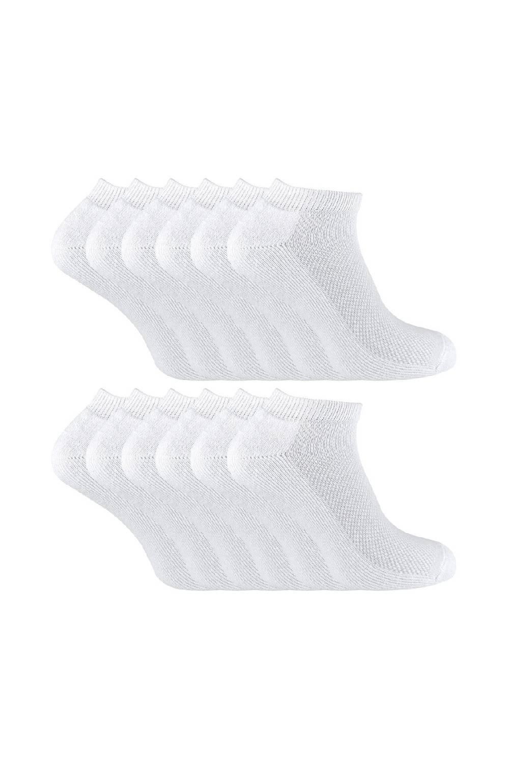 12 пар низких спортивных носков для бега из мягкого бамбука Sock Snob, белый