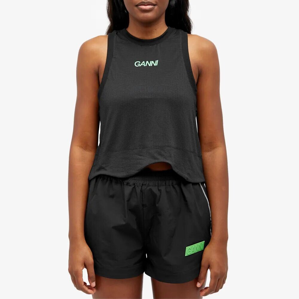 

Ganni Active Сетчатый топ, черный