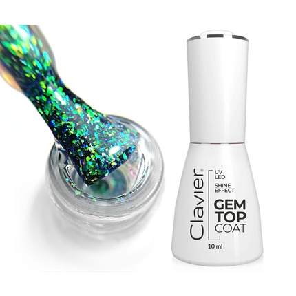 

УФ-лак для ногтей GEM TOP COAT CLAVIER с блестящим глянцевым гелем для ногтей УФ-гель для дизайна ногтей Изумрудный гель-лак