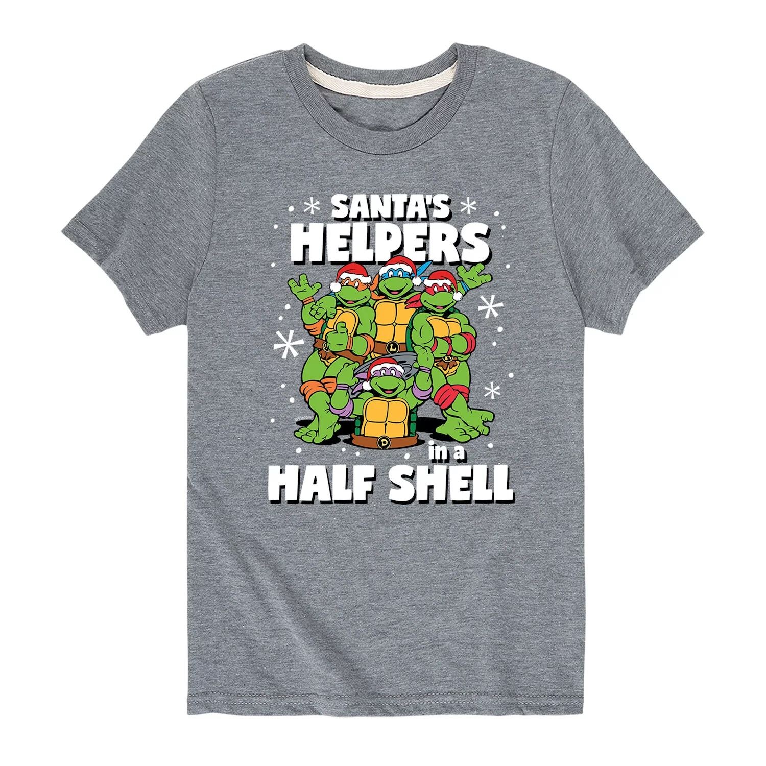 

Футболка с рисунком ракушек TMNT Santa's Helpers для мальчиков 8–20 лет Licensed Character, серый