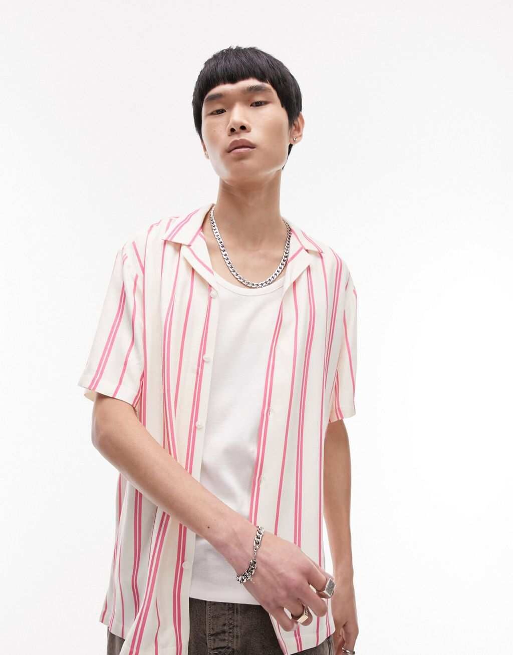 

Розовая полосатая рубашка Topman