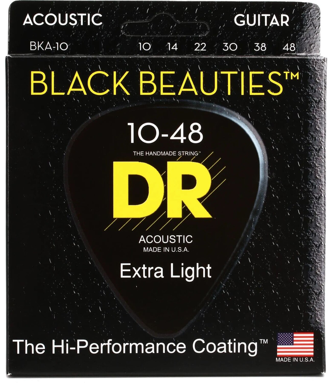 

Струны DR Strings BKA-10 Black Beauties K3 для акустической гитары с покрытием — .010-.048 Extra Light