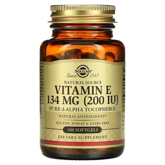 Витамин Е Solgar 134 мг 200 МЕ, 100 таблеток solgar натуральный витамин е 67 мг 100 ме 100 мягких таблеток