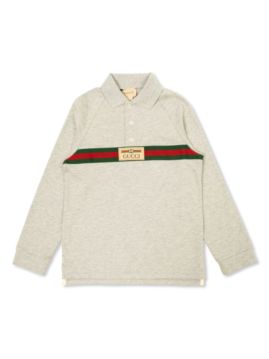 

Рубашка-поло Gucci Kids Web Stripe из хлопка, серый