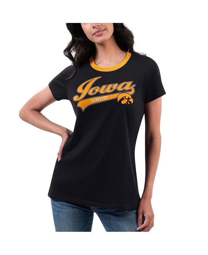 

Черная женская футболка Iowa Hawkeyes Recruit Ringer G-III 4Her by Carl Banks, черный