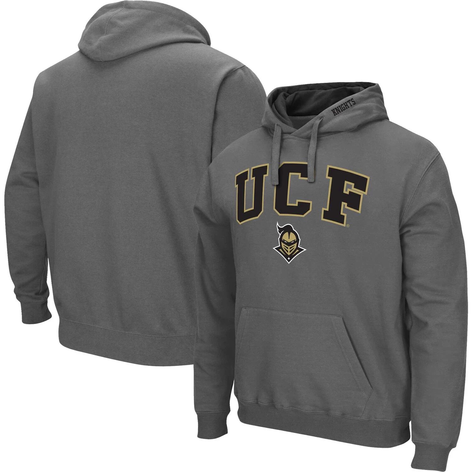 Мужской темно-серый пуловер с капюшоном UCF Knights Arch & Logo Colosseum