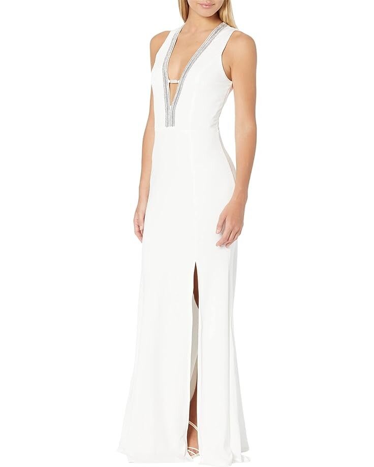 

Платье Bebe Embellished Neck Gown, белый