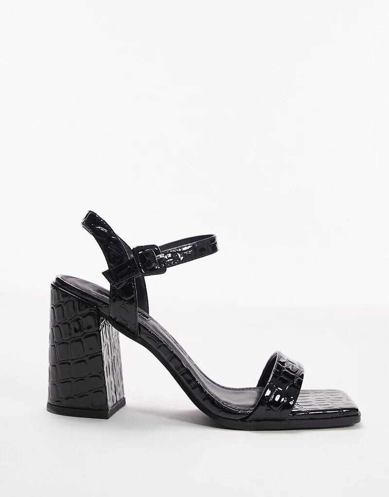 

Черные босоножки на каблуке из двух частей Topshop Skylar